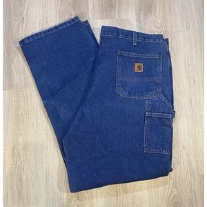 Vintage Carhartt Jeans B73DST 42x34 Double Knee Original Fit Denim Blue Pants